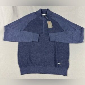 KJUS Golf Pullover Therma Yarn Half Zip Medium Navy Blue Wool Polyester